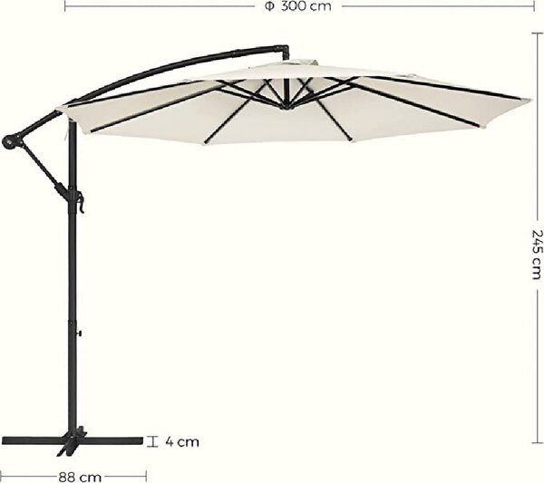 Umbrela de soare, Songmics, 300 cm, UPF 50+, Bej