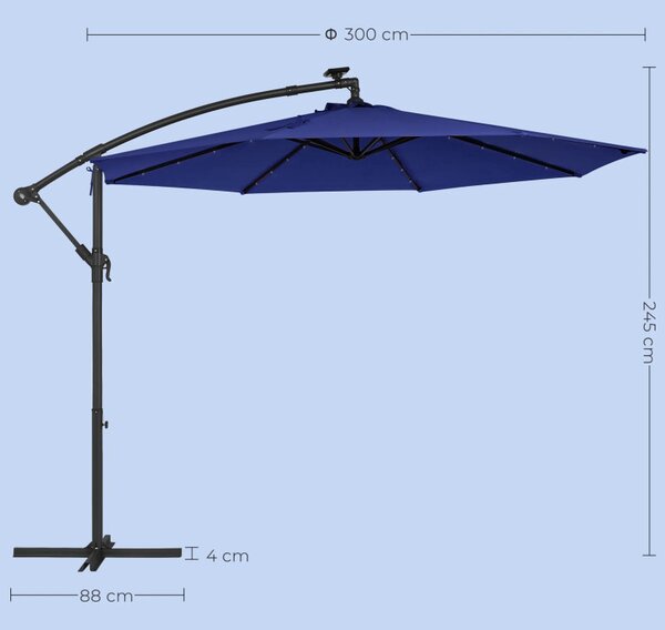 Umbrela de soare, Songmics, 300 cm, UPF 50+, Albastru
