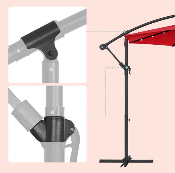Umbrela de soare, Songmics, 300 cm, UPF 50+, Rosu
