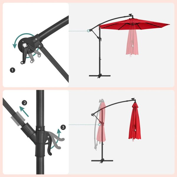 Umbrela de soare, Songmics, 300 cm, UPF 50+, Rosu