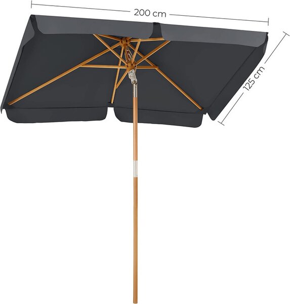 Umbrela de soare, Songmics, 200 x 125 cm, UPF 50+, Gri