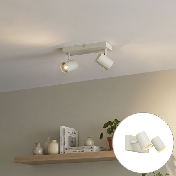 Spot modern de plafon bej cu 2 lumini reglabil - Jeana