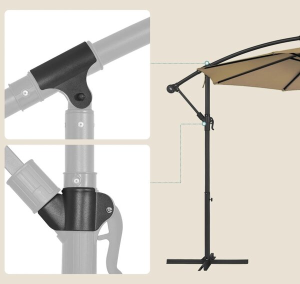 Umbrela de soare, Songmics, 300 cm, UPF 50+, Bej