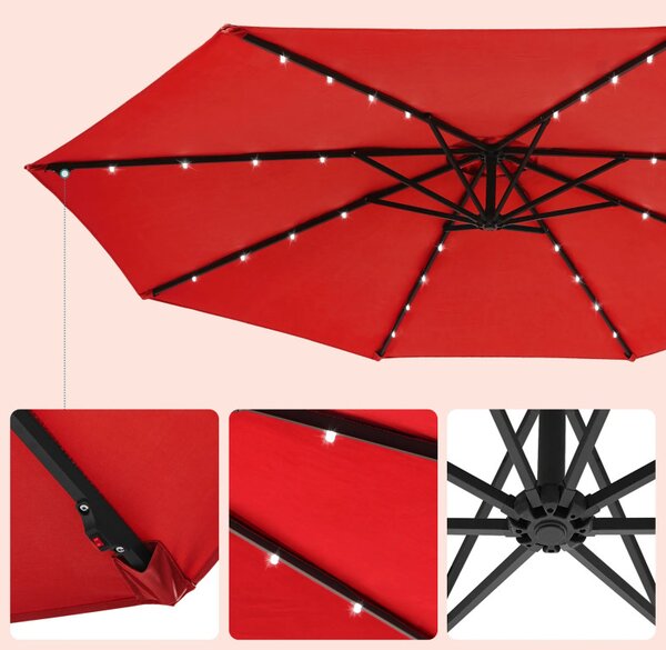 Umbrela de soare, Songmics, 300 cm, UPF 50+, Rosu