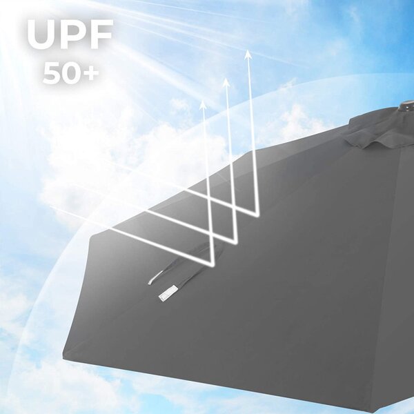 Umbrela de soare, Songmics, 2,7 m, Semicerc, UPF 50+, Gri