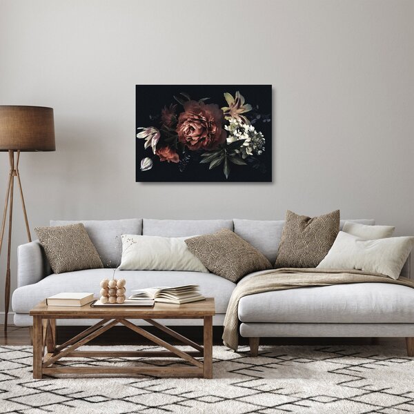 Tablou pe sticlă - Flori întunecate (70x50 cm)