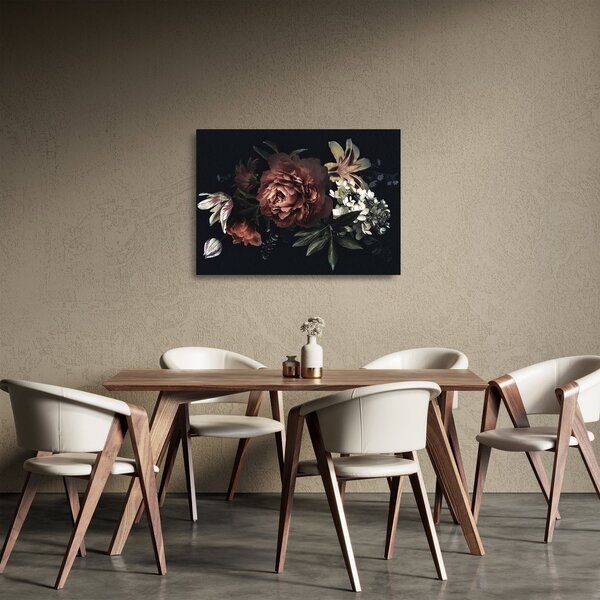 Tablou pe sticlă - Flori întunecate (70x50 cm)