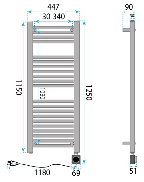 Radiator electric Rea Moris 115x45 White