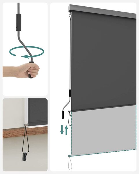 Copertina verticala, Songmics, 140 x 250 cm, Gri