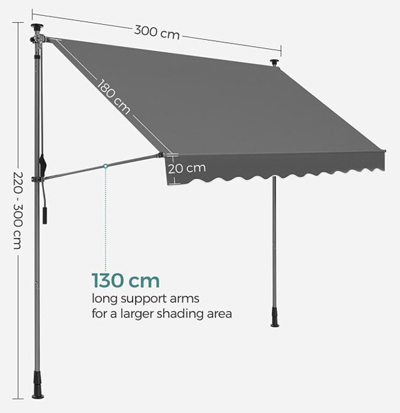 Copertina pentru balcon, Songmics, 300 x 130 cm, Gri