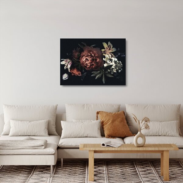 Tablou pe sticlă - Flori întunecate (70x50 cm)