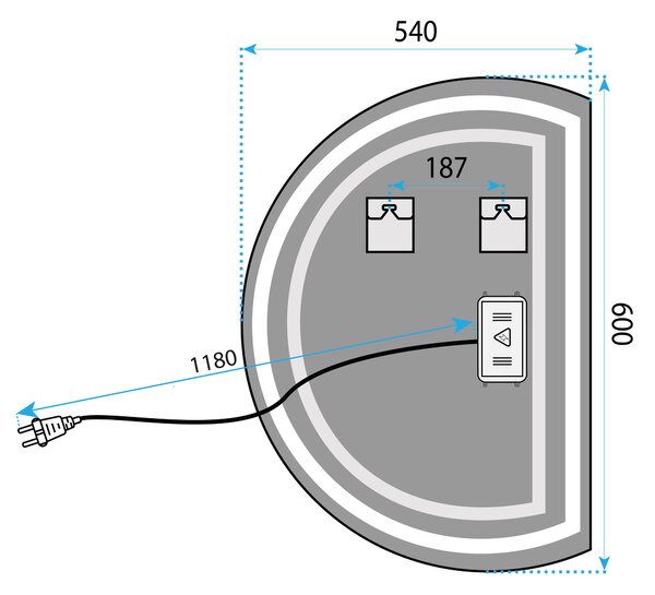 Oglindă de perete LED YH-BL-2 54x60cm