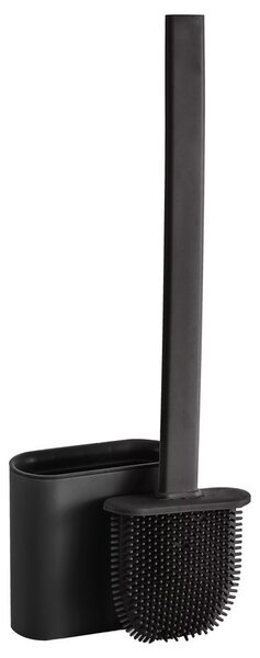Aqualine Aqualine, perie de toaletă din silicon pentru așezare și agățare pe perete, negru mat, BS010B