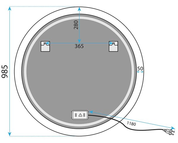 Oglindă de perete LED YH-BL-1 100 cm