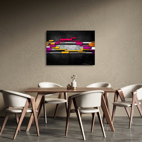 Tablou pe sticlă - Abstrac colorat, fundal negru (70x50 cm)