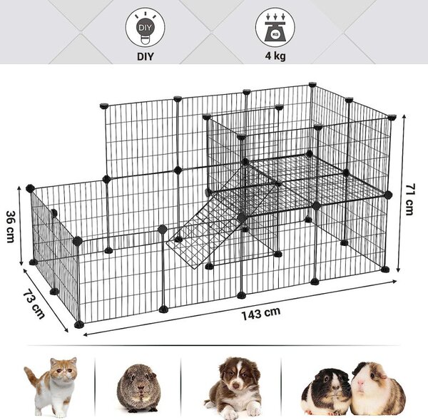 Tarc pentru animale de companie, Songmics, Negru, LPI06H , 143 x 73 x 71 cm