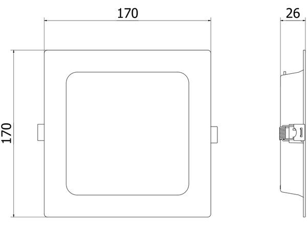 Mexen LDRR, Lampă de tavan încastrată LED 17 x 17 cm, 12W, neutru - 4000K, 1320 lm, alb - L211-017-1240-20