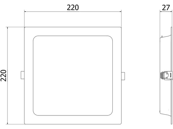 Mexen LDRR, Lampă de tavan încastrată LED 22 x 22 cm, 18W, neutru - 4000K, 1350 lm, negru - L211-022-1840-70