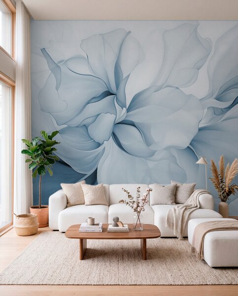 Tapet Flux de petale florale abstracte forme translucide și stratificate în culori pastelate, în nuanțe de, Fototapet Flori, w08701v2 : Uwalls.ro