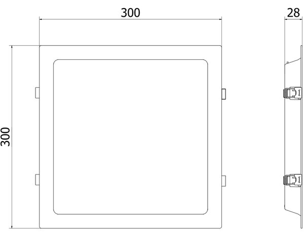 Mexen LDRR, Lampă de tavan încastrată LED 30 x 30 cm, 24W, neutru - 4000K, 1920 lm, negru - L211-030-2440-70