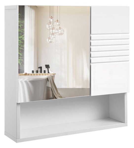 Dulap cu oglinda pentru baie, Vasagle, Alb, 54x15x55 cm