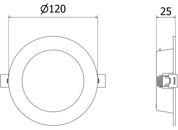 Mexen LDRR, lampă de tavan încastrată cu LED, diametru 12 cm, 6W, neutru - 4000K, 390 lm, negru - L210-012-0640-70
