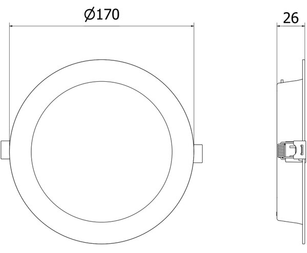 Mexen LDRR, lampă de tavan încastrată cu LED, diametru 12 cm 17 cm, 12W, neutru - 4000K, 900 lm, negru - L210-017-1240-70