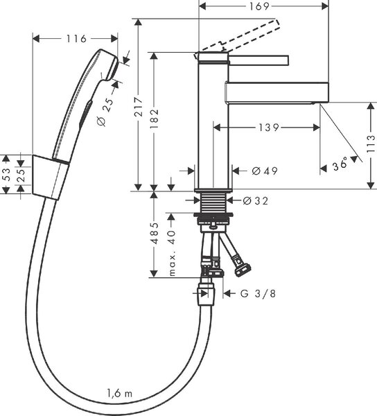 Hansgrohe Finoris baterie lavoar stativ crom 76210000