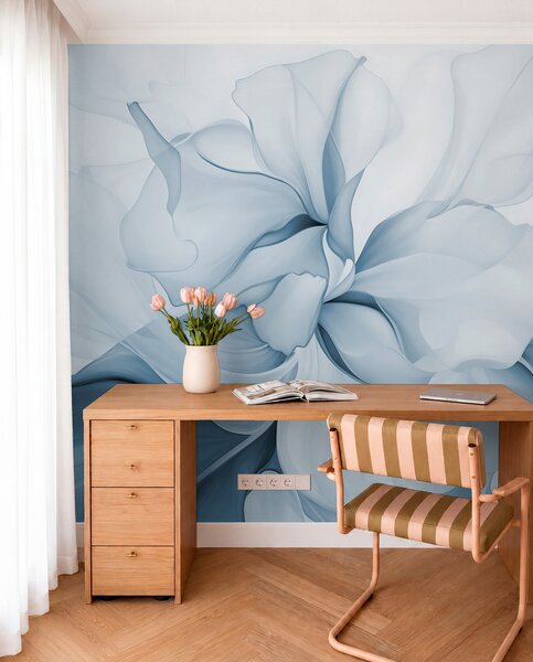 Tapet Flux de petale florale abstracte forme translucide și stratificate în culori pastelate, în nuanțe de, Fototapet Flori, w08701v2 : Uwalls.ro