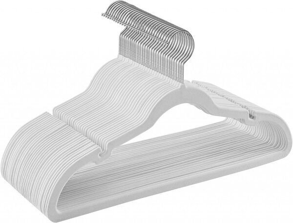 Set de 30 umerase de catifea, Songmics, Alb, 43x22x0.6 cm