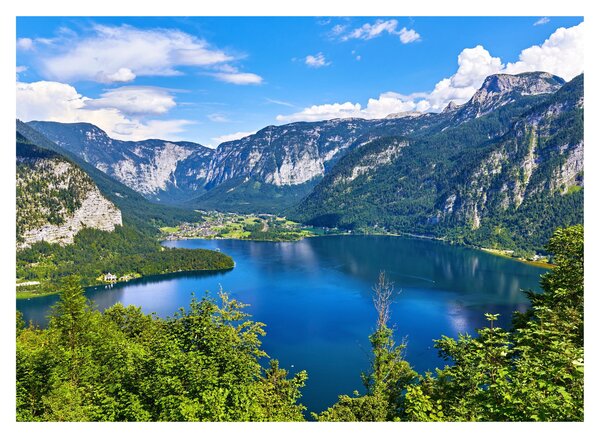 Tablou pe sticlă - Lacul Hallstatt, Hallstatt, Austria (70x50 cm)