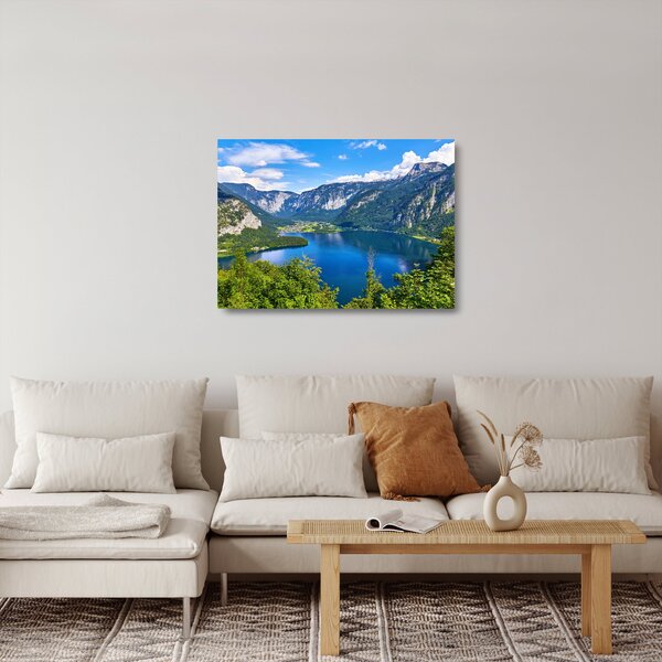 Tablou pe sticlă - Lacul Hallstatt, Hallstatt, Austria (70x50 cm)