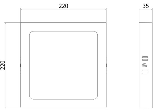 Mexen LDSS, plafonieră LED, dimensiune 22 x 22 cm, 18W, neutru - 4000K, 1440 lm, negru - L213-022-1840-70