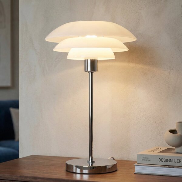 Dyberg Larsen DL31 lampă masă abajur sticlă, crom, Alb, Camera de zi / sufragerie, Sticlă, Scandinavă