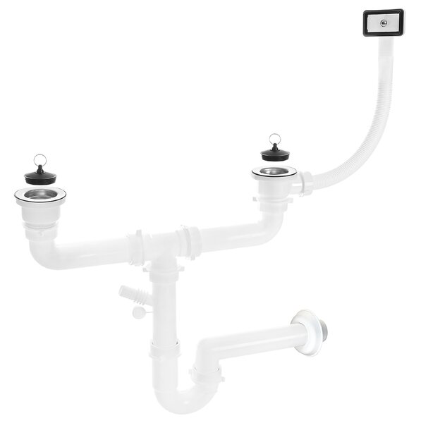 Kuchinox Kuchinox, sifon 2x2" cu preaplin pentru chiuvetă cu 2 compartimente, oțel, LAV-OKS_B14T