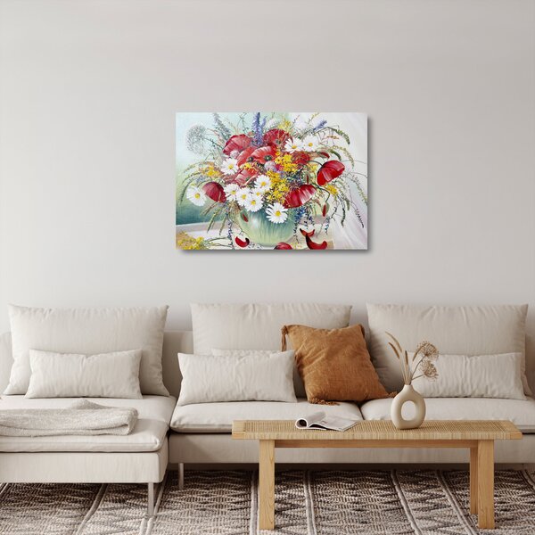 Tablou pe sticlă - Vază cu flori sălbatice (70x50 cm)