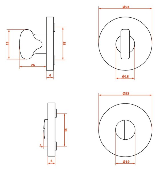 Kuchinox Kuchinox, rozetă rotundă pentru WC 53x6 mm, grafit, LAV-LO4_503R