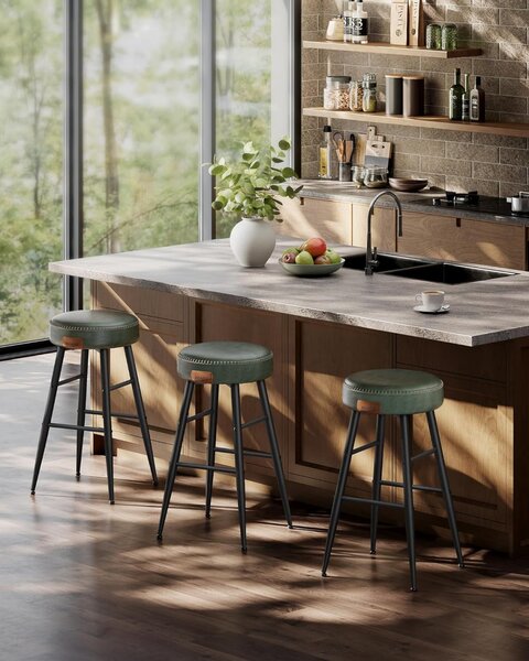 Set 2 scaune de bar, Vasagle, Verde, 49.5x49.5x63 cm