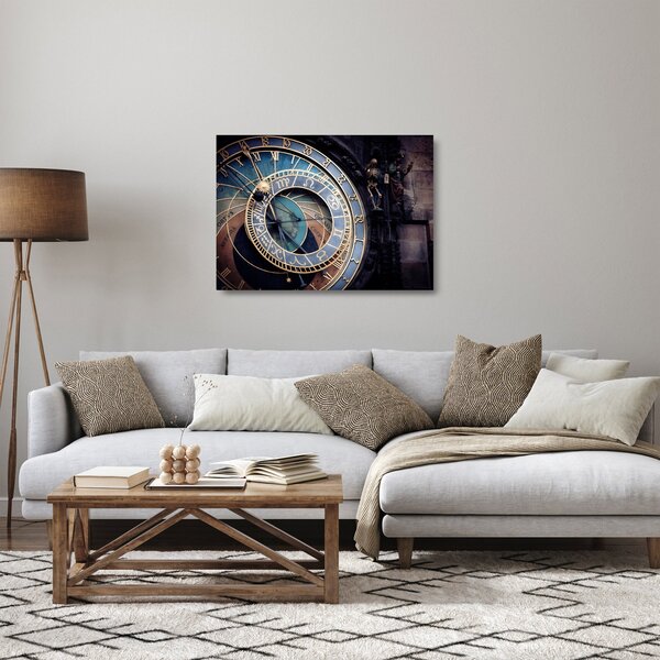 Tablou pe sticlă - Orloj, Praga (70x50 cm)