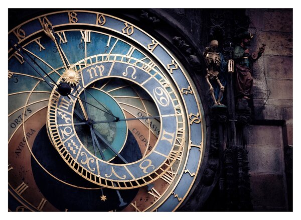 Tablou pe sticlă - Orloj, Praga (70x50 cm)