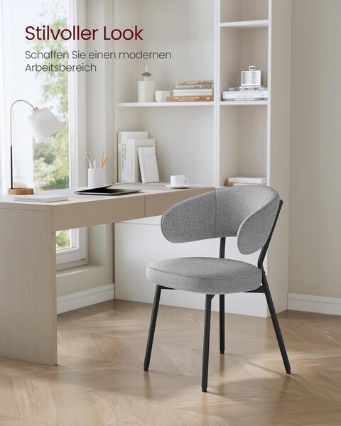 Set 2 scaune dinings, Vasagle, Gri deschis, 54x52x82 cm