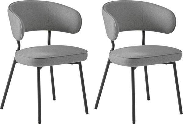 Set 2 scaune dinings, Vasagle, Gri inchis, 54x52x82 cm