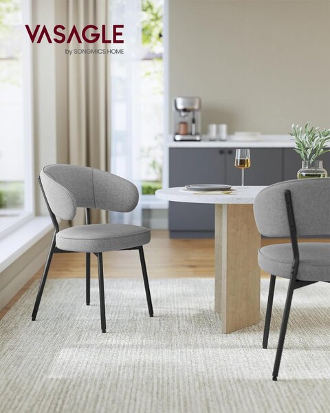 Set 2 scaune dinings, Vasagle, Gri deschis, 54x52x82 cm