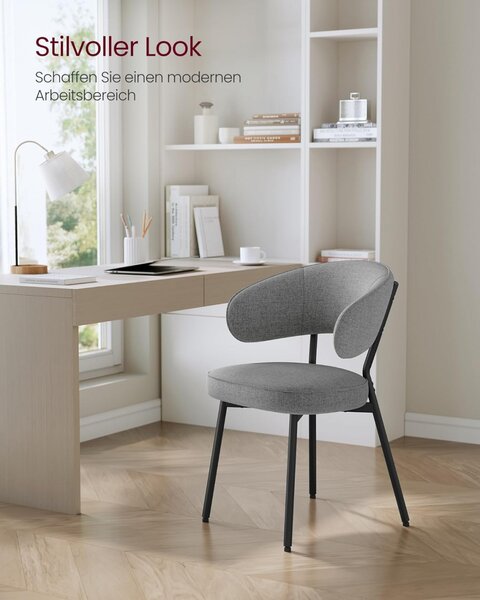 Set 2 scaune dinings, Vasagle, Gri inchis, 54x52x82 cm