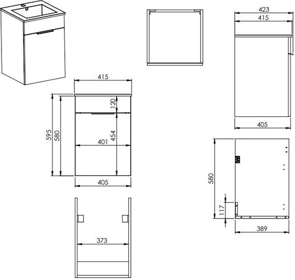 Elita Qubo Plus lavoar cu dulap 40.5 cm nucă RE020400147060