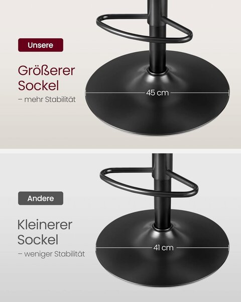 Set 2 scaune de bar, Vasagle, Gri, 41×47×（89-110） cm