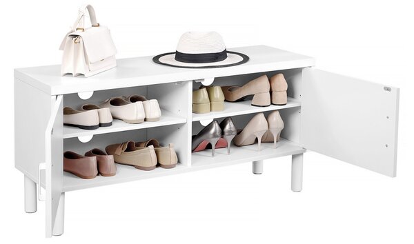 Pantofar bancuta hol cufar cu depozitare, Vasagle, Alb, 100x35x50 cm