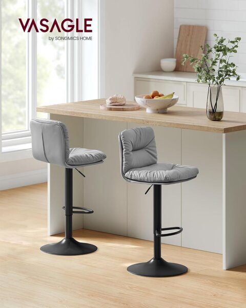 Set 2 scaune de bar, Vasagle, Gri, 41×47×（89-110） cm
