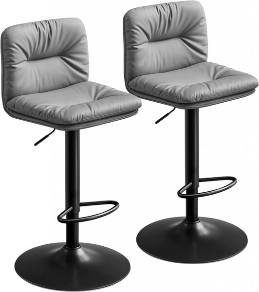 Set 2 scaune de bar, Vasagle, Gri, 41×47×（89-110） cm