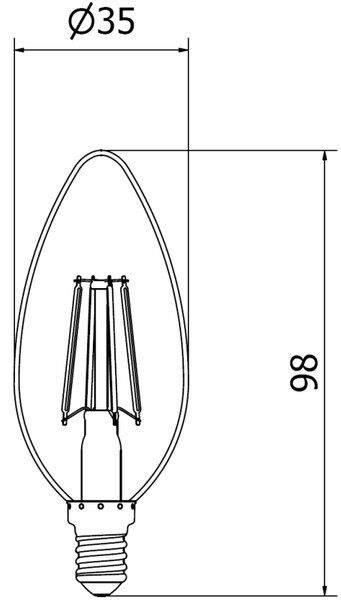 Mexen Vintis, Bec LED cu filament E14, C35, 4 W, alb cald 2200K, chihlimbar, L154-E14-0422-50